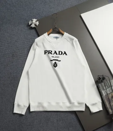 Prada Milano Logo Crew Neck Sweatshirt, White and Black #B68826