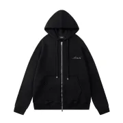 Amiri Colorful Rhinestone Script Zip‑Up Hoodie Jacket, Black #B67646