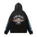 Amiri Hollywood Eagle Blue Flame Sleeve Zip‑Up Hoodie Jacket, Black #B67647