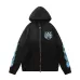 Amiri Hollywood Eagle Blue Flame Sleeve Zip‑Up Hoodie Jacket, Black #B67647