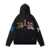 Amiri Multi‑Patch Letter Chenille Embroidery Zip‑Up Hoodie Jacket, Black #B67648