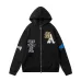 Amiri Multi‑Patch Letter Chenille Embroidery Zip‑Up Hoodie Jacket, Black #B67648