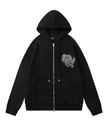 Amiri Rhinestone Script Logo Zip‑Up Hoodie Jacket, Black #B67643