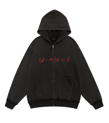 Balenciaga Dirac Equation Embroidered Zip‑Up Hoodie, Washed Black &amp; Red #B67629