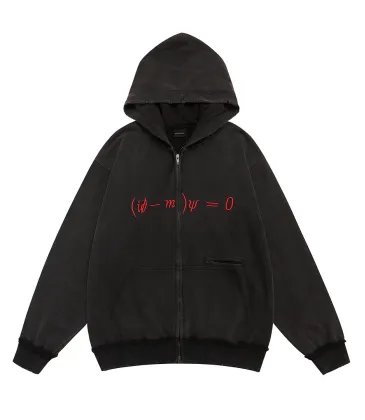 Balenciaga Dirac Equation Embroidered Zip‑Up Hoodie, Washed Black &amp; Red #B67629