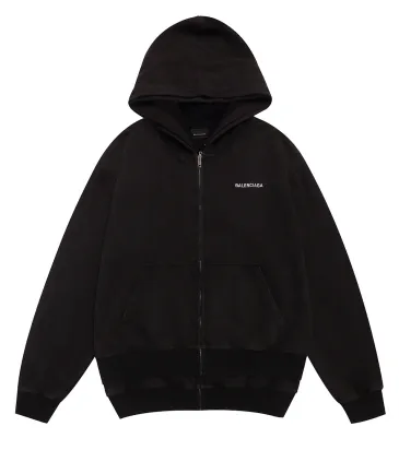 Balenciaga Logo Embroidered Distressed Zip‑Up Hoodie Jacket, Black #B67630