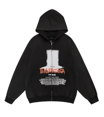 Balenciaga Print Zip‑Up Hoodie Jacket Men Loose Casual Hooded Sweatshirt Black #B67627