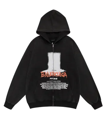 Balenciaga Print Zip‑Up Hoodie Jacket Men Loose Casual Hooded Sweatshirt Black #B67627