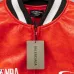 Balenciaga Red Faux Leather NBA 10 Heavy Embroidery Varsity Jacket #B68987