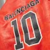 Balenciaga Red Faux Leather NBA 10 Heavy Embroidery Varsity Jacket #B68987