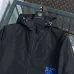 Burberry Blue Embroidered Logo Hooded Windbreaker Jacket, Black #B68291