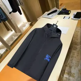 Burberry Blue Embroidered Logo Hooded Windbreaker Jacket, Black #B68291 Burberry Blue Embroidered Logo Hooded Windbreaker Jacket, Black #B68291