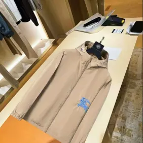 Burberry Blue Embroidered Logo Hooded Windbreaker Jacket, Khaki #B68290 Burberry Blue Embroidered Logo Hooded Windbreaker Jacket, Khaki #B68290