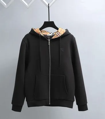 Burberry Full Zip Hooded Jacket With Check Lining Inside Hood, Black #B69217