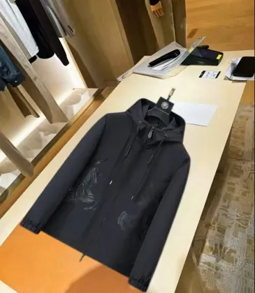 Burberry Knight Print Hooded Windbreaker Jacket, Black #B68297