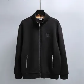 Burberry Stand Collar Full Zip Sweat Jacket With Embroidered Logo, Black #B69218