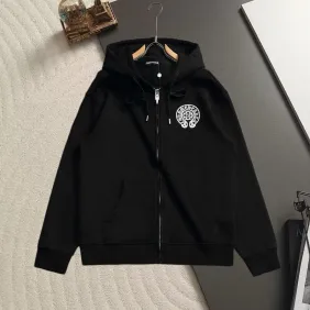 Chrome Hearts Horseshoe Logo Zip‑Up Hoodie Streetwear Jacket Black #B67654