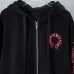 Chrome Hearts Pink Horseshoe Floral Print Full Zip‑Up Hoodie Jacket, Black #B67636