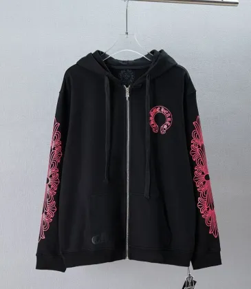 Chrome Hearts Pink Horseshoe Floral Print Full Zip‑Up Hoodie Jacket, Black #B67636