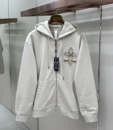 Chrome Hearts Zip Hoodie Vintage Cross Graphic Front &amp; Back, Off White &amp; Black &amp; Red #B68589