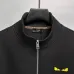 Fendi Full Zip Stand Collar Sweat Jacket With Yellow Eyes Logo, Black #B69216