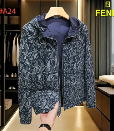 Fendi Men’s Reversible FF‑Print Hooded Jacket, Navy Blue #B67689 Fendi Men’s Reversible FF‑Print Hooded Jacket, Navy Blue #B67689