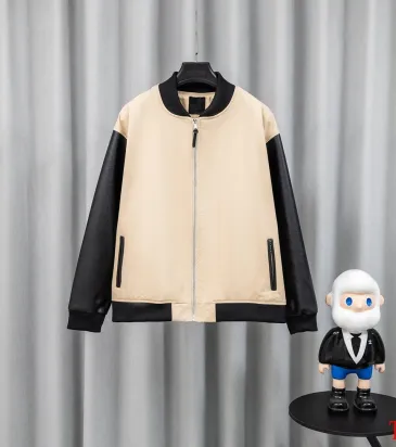 Givenchy Runway Beige Black Sleeve Zip Varsity Jacket #B68992