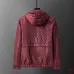 Gucci 2026 Fall‑Winter GG Jacquard Hooded Jacket, Black, Burgundy #B68006
