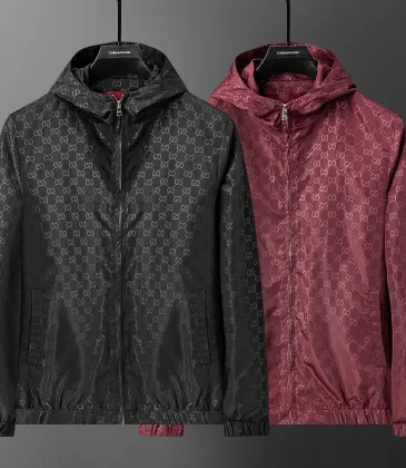 Brand G 2026 Fall‑Winter GG Jacquard Hooded Jacket, Black, Burgundy #B68006