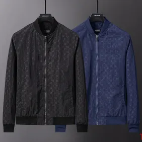 Brand G GG Monogram Baseball-Collar Jacket, Black, Navy Blue #B68003 Brand G GG Monogram Baseball-Collar Jacket, Black, Navy Blue #B68003