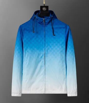  Men's Gradient Hooded Jacket Blue and White with Signature GG Pattern #A54304