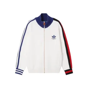 Brand G x Adidas Collaboration Knit Track Jacket, White Multi Stripe #B68870