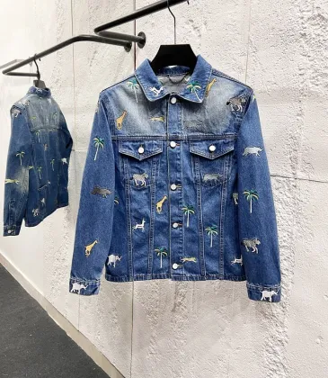 LV x Pharrell Animal Embroidered Loose Denim Jacket #B67464