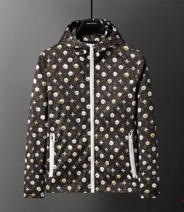 Louis Vuitton 2026 Fall‑Winter Daisy Floral Print Zip‑Up Hooded Jacket, Brown #B67998