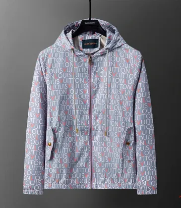 Louis Vuitton All‑Over Print Hooded Zip‑Up Windbreaker Jacket Men Casual Outerwear, Light Purple #B67989