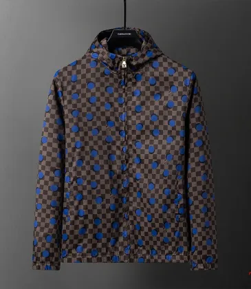 Louis Vuitton Damier Polka-Dot Hooded Jacket, Brown Blue #B67997
