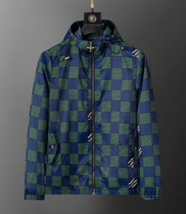  Men's Checkered Hooded Windbreaker Jacket #A54235