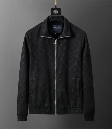  Men's Monogram Embroidered Zip-Up Jacket Black #A54579