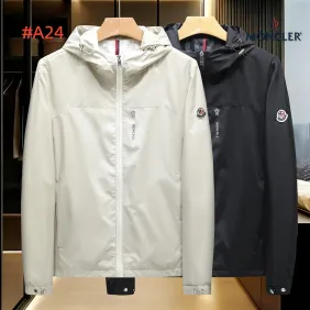 Moncler Men’s Lightweight Hooded Windbreaker, Black &amp; White #B67690