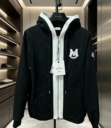 Moncler M‑Logo Embroidered Full‑Zip Hooded Casual Jacket, Black #B68275