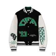 Off-White Black Wool White Sleeve Crocodile Embroidery Varsity Jacket #B68989