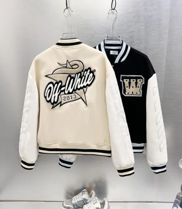 Off-White Black Wool White Sleeve Crocodile Embroidery Varsity Jacket #B68990