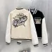 Off-White Black Wool White Sleeve Crocodile Embroidery Varsity Jacket #B68990