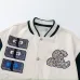 Off-White Cream Dark Green Sleeve Heavy Embroidery Varsity Jacket #B68988