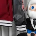 Off-White Runway Burgundy Cross Logo Embroidery Varsity Jacket #B68991