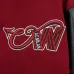 Off-White Runway Burgundy Cross Logo Embroidery Varsity Jacket #B68991