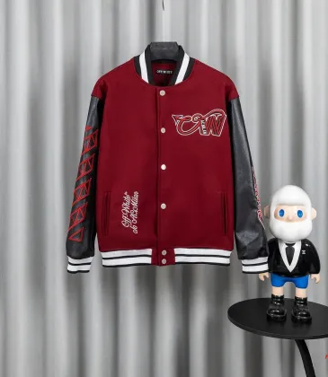 Off-White Runway Burgundy Cross Logo Embroidery Varsity Jacket #B68991