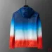 Casablanca Men Gradient Hooded Zip‑Up Jacket | Blue‑White‑Red Gradient #B67965
