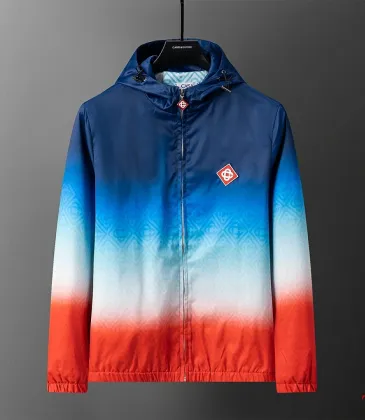 Casablanca Men Gradient Hooded Zip‑Up Jacket | Blue‑White‑Red Gradient #B67965