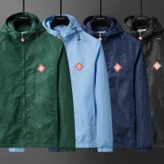 Casablanca Men Monogram Print Hooded Windbreaker Jacket | Multi‑color #B67966